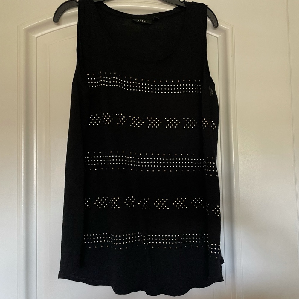 Apt 9 flashy tank Black copper Bling and gold top size is large